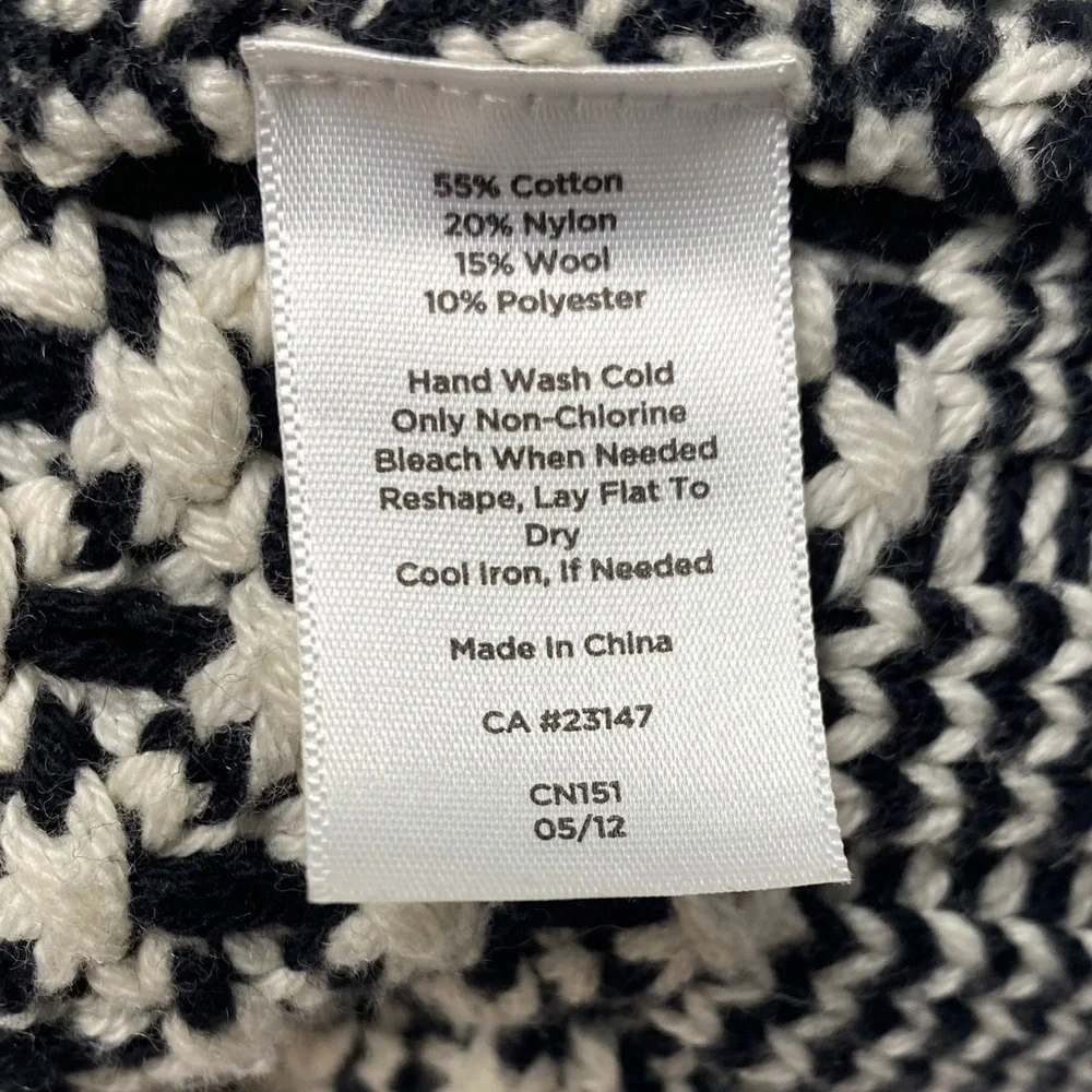 Talbots Cardigan | Open Front | Black White Textured Knit | Size S - Picture 9 of 11